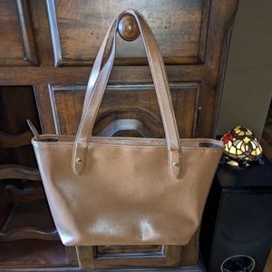 Vintage Ralph Lauren Tan Leather Tote Shoulder Bag Purse